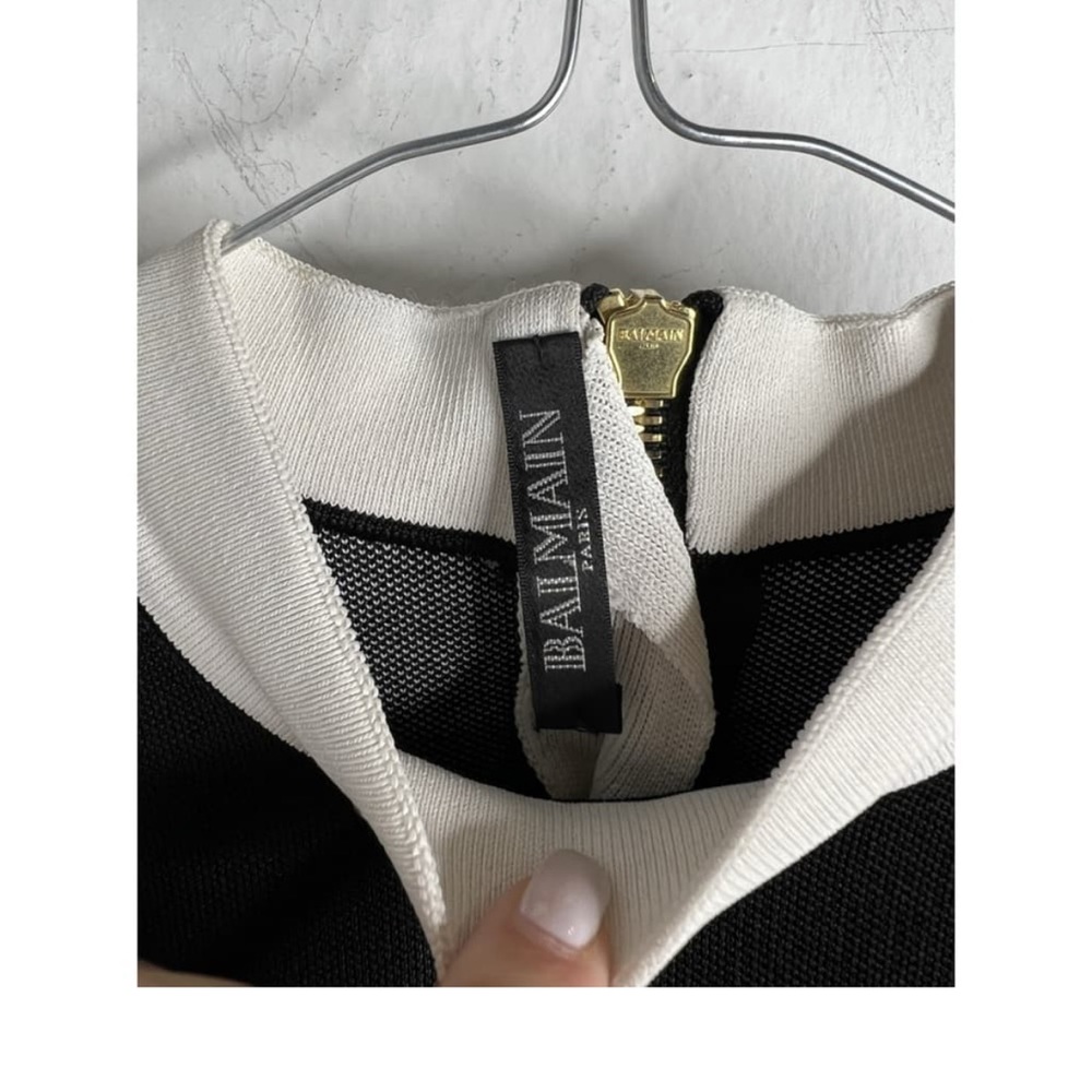 Balmain Black and White Sleeveless Bodysuit - Picture 2 of 6